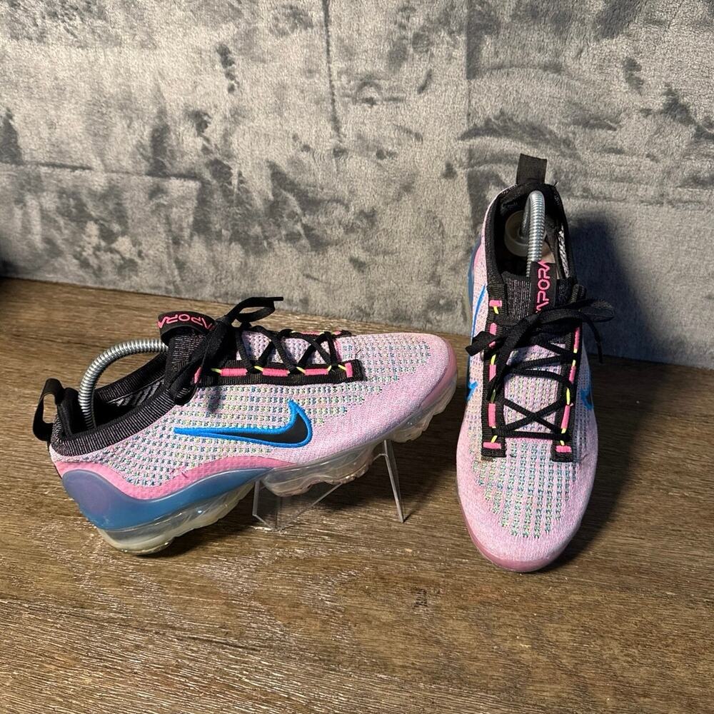 Nike Air VaporMax 2021 Flyknit Pink Blast Photo Blue DX3369-600 Women's Sz 8.5
